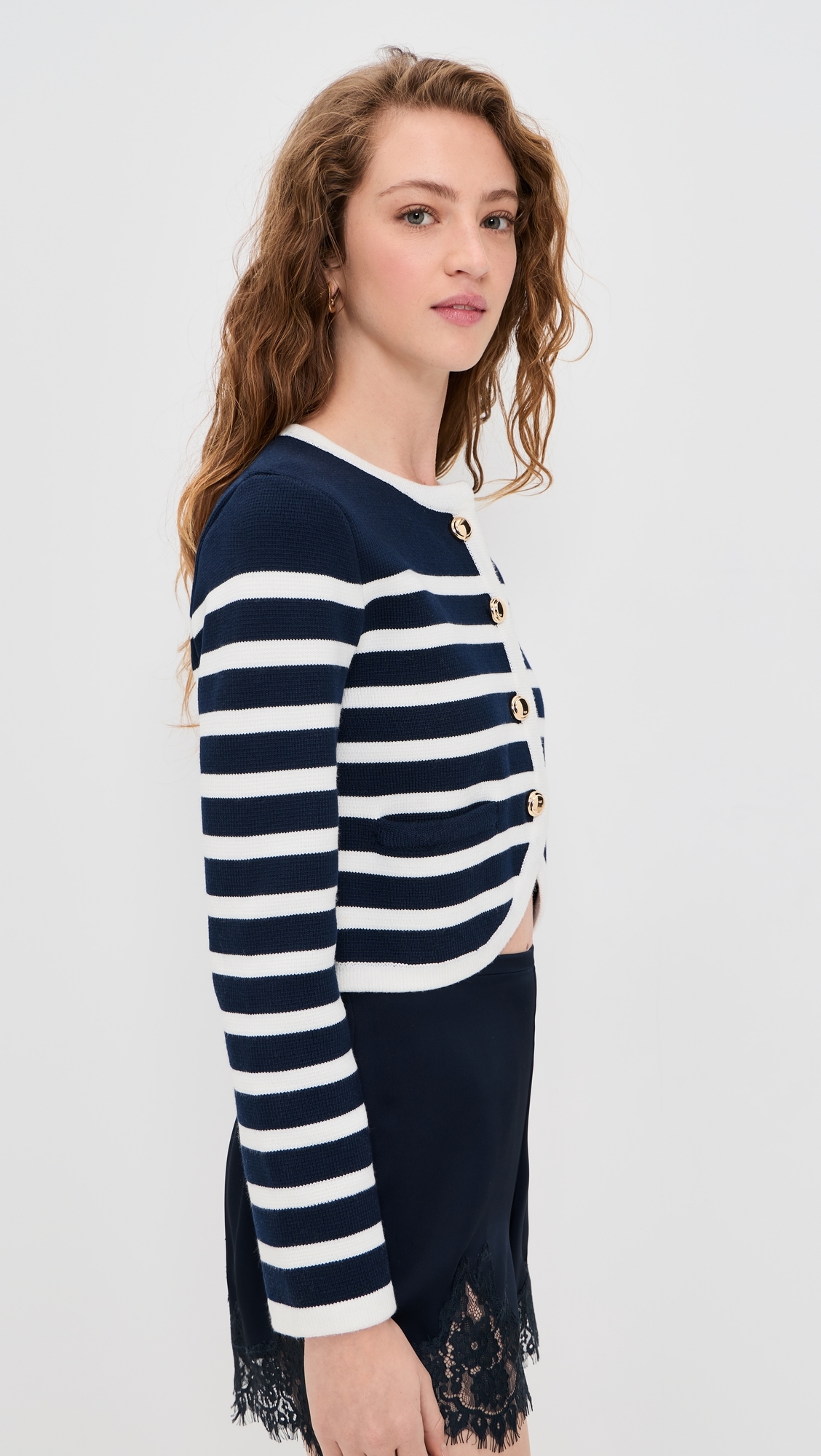 Stripe Cardigan Navy/Off White