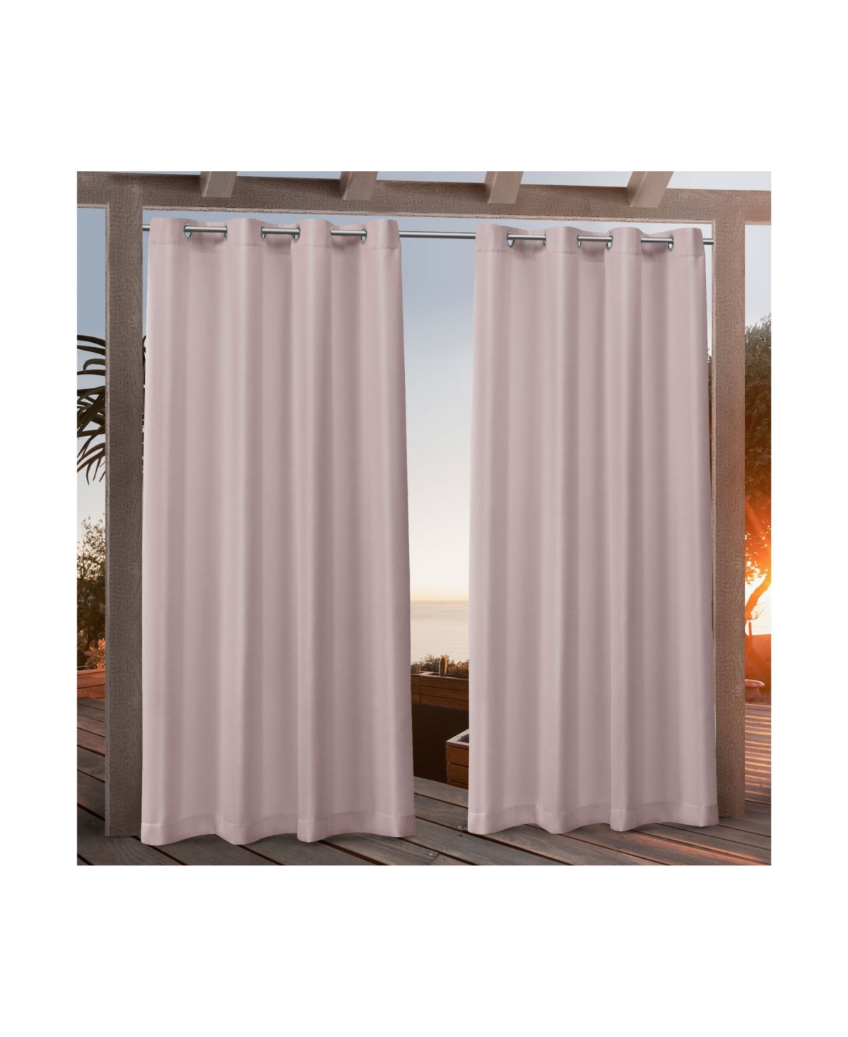 "Canvas Indoor/Outdoor Grommet Top 54"" X 96"" Curtain Panel Pair - Pink"
