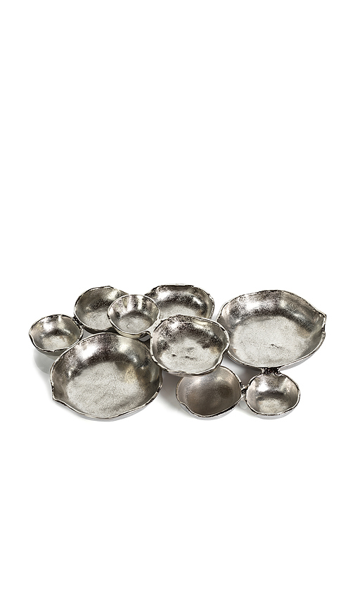 The Favorites Cluster Of Nine Round Serving Bowls in Metallic Silver