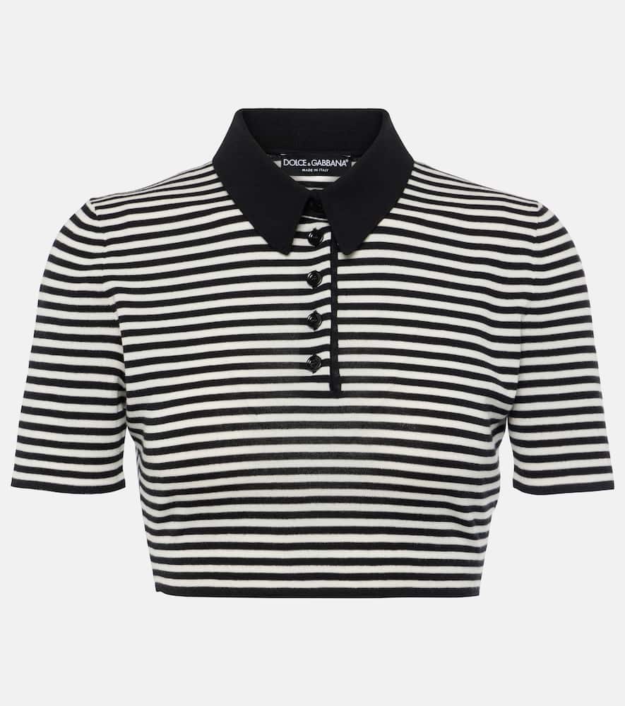 Cropped wool polo shirt