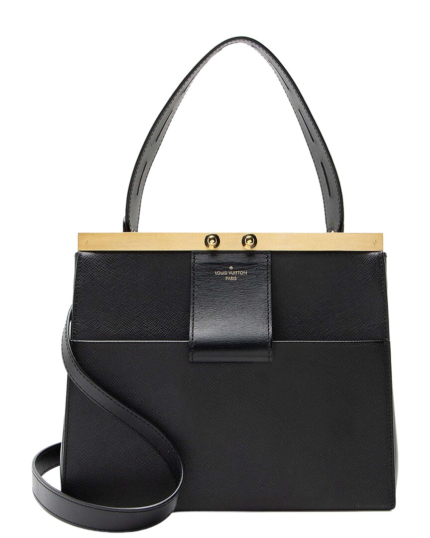 Black Taiga Leather City Frame Top Handle (Authentic Pre-Loved)
