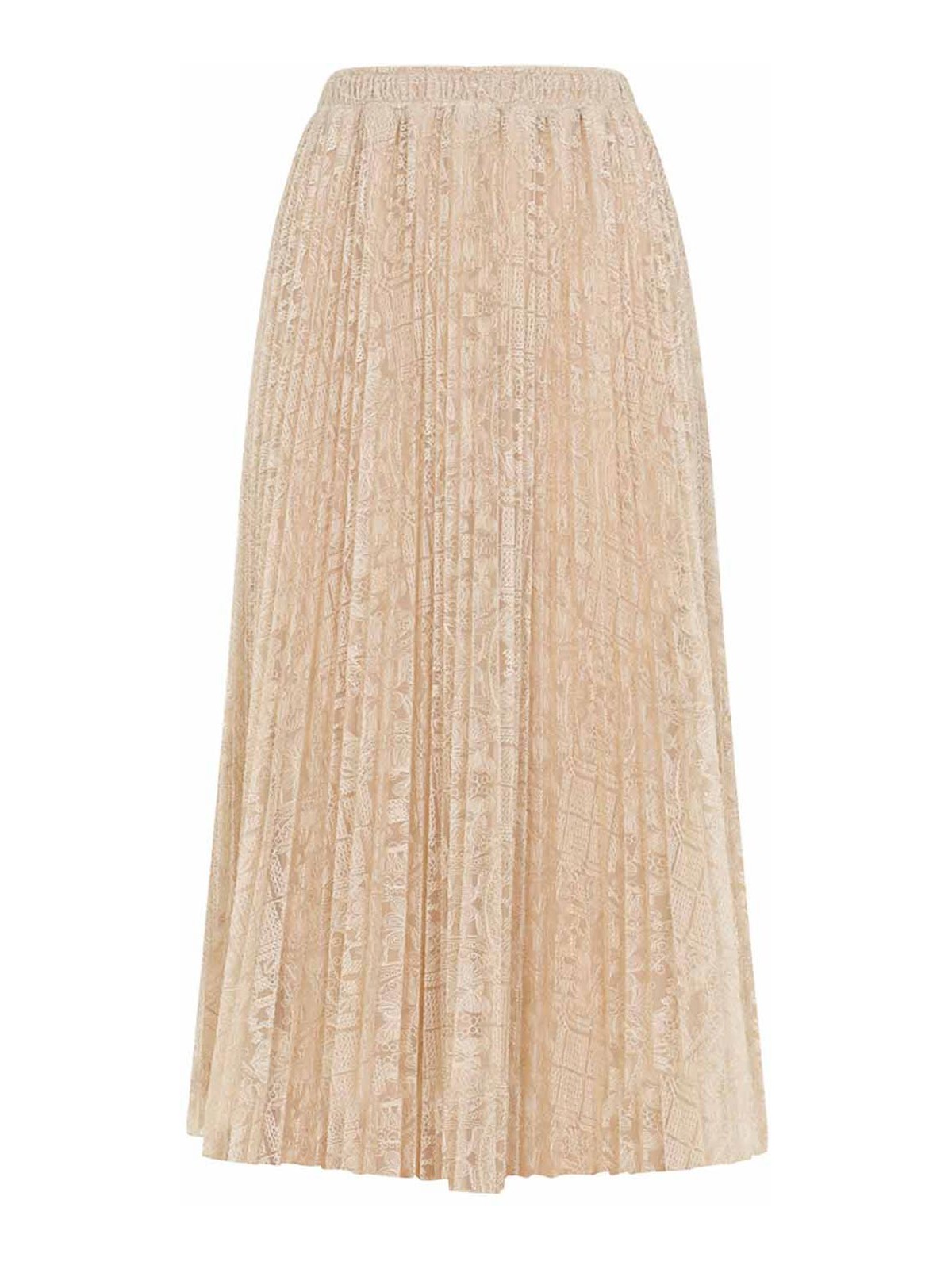 Ermanno Scervino - lace midi skirt pleated mesh embroidery