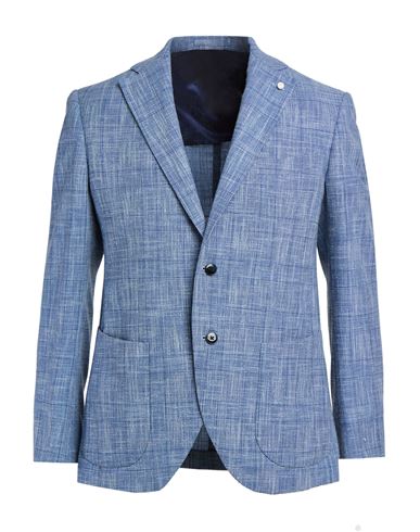 Man Blazer Light blue Size 48 Virgin Wool, Silk, Cotton, Polyamide