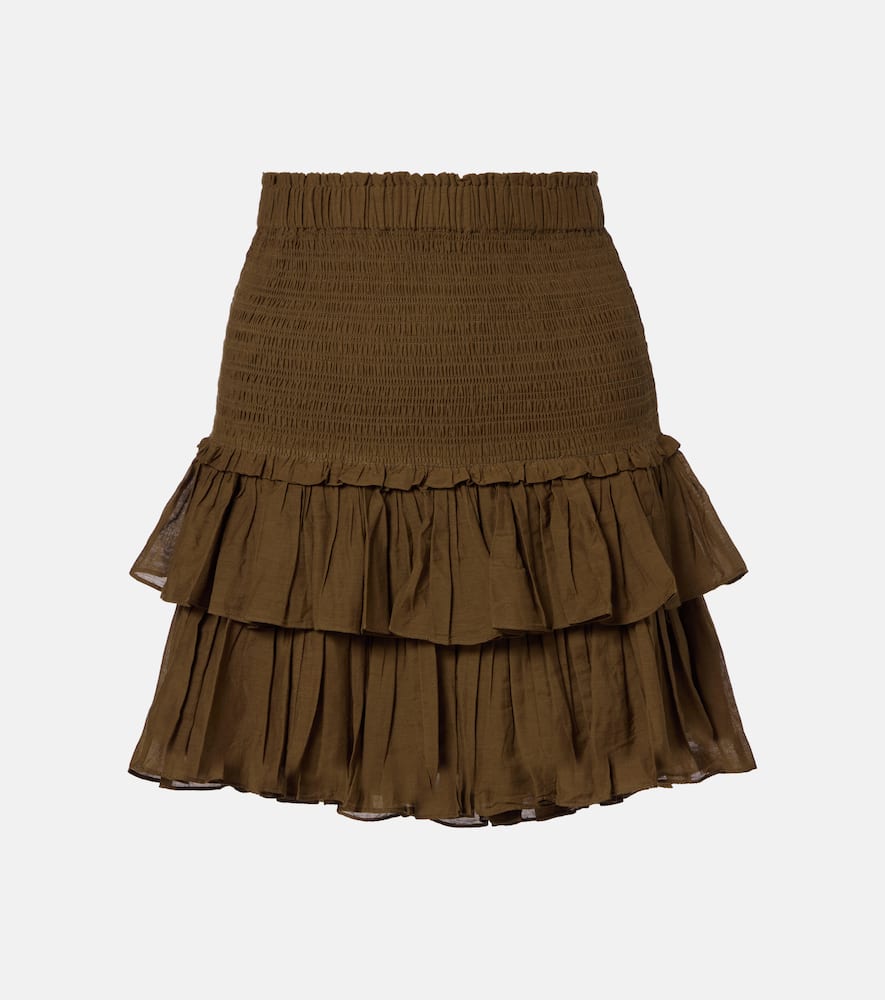 Naomi smocked cotton-blend miniskirt