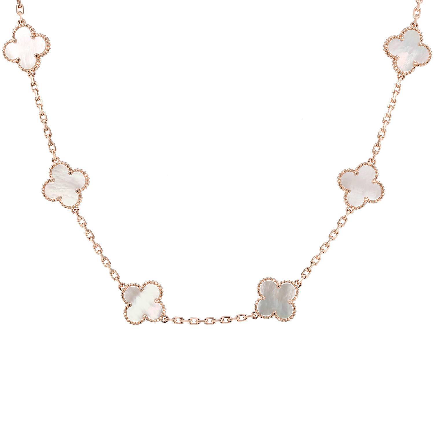 Vintage Alhambra necklace in pink gold and mother