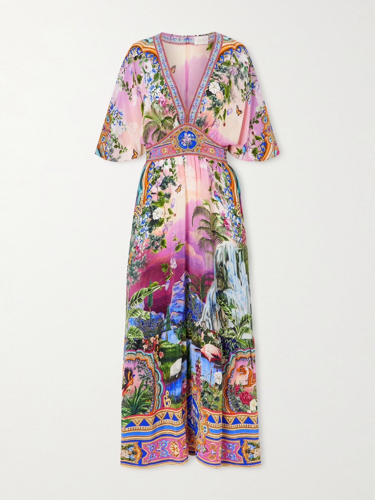 Crystal-embellished Printed Silk Crepe De Chine Maxi Dress - Multi
