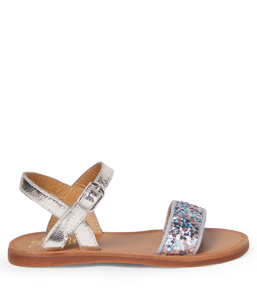 Plagette Buckle glitter leather sandals
