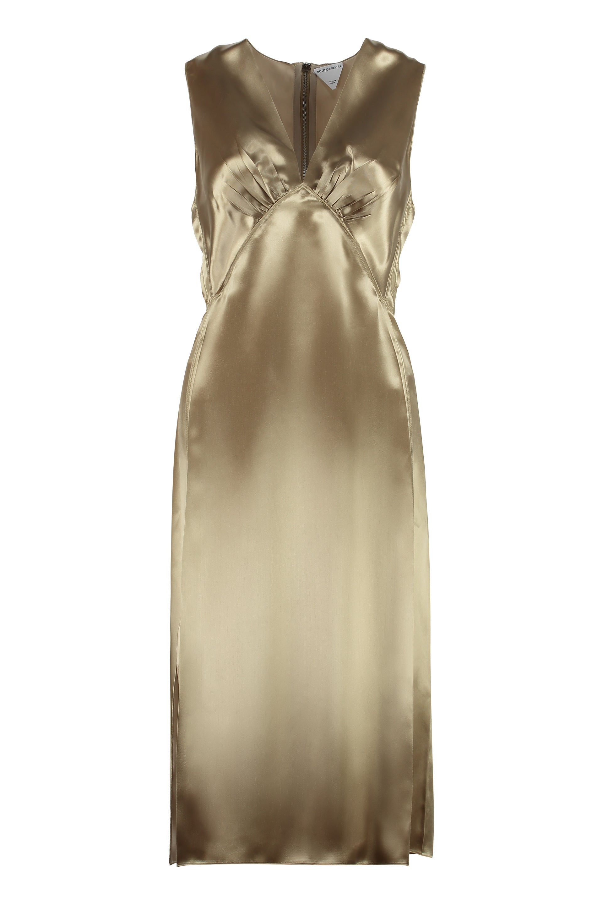 Elegant Satin Dress with Front Slits