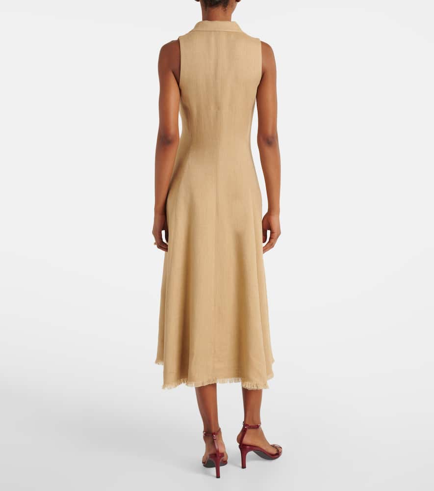 Silk and linen midi dress