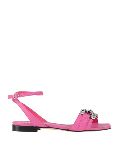 Woman Sandals Fuchsia Size 10 Leather