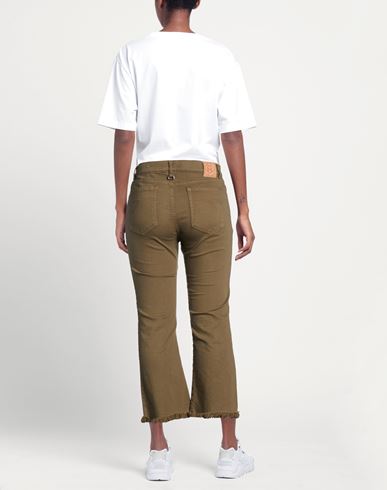 Woman Jeans Military green Size 12 Cotton, Elastane