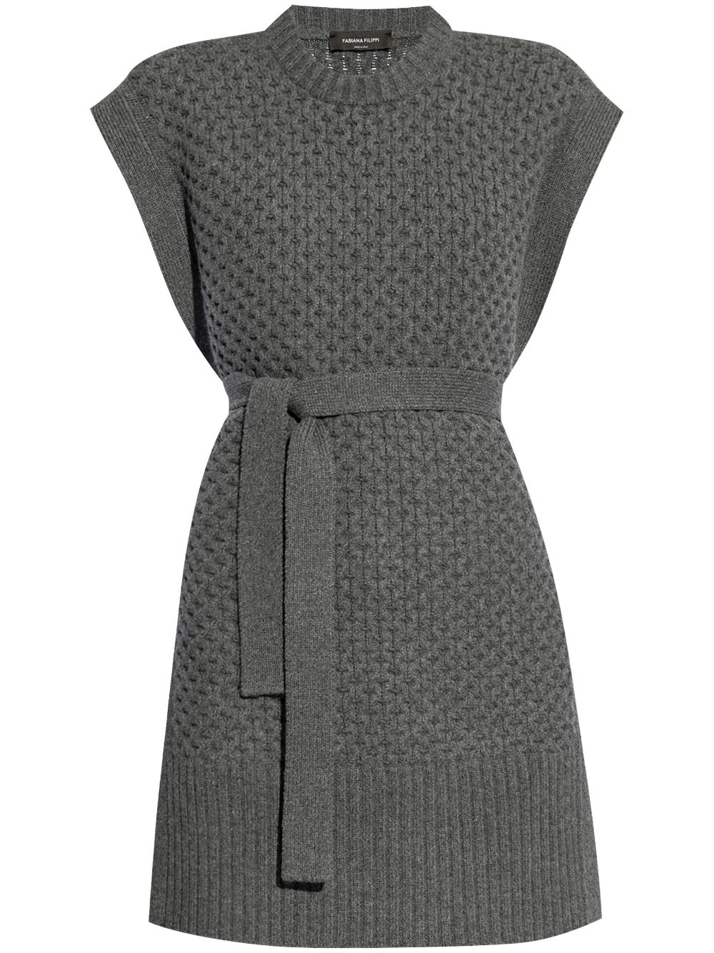 Tied waist knit vest - Grey