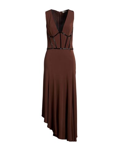 Woman Midi dress Dark brown Size 12 Viscose