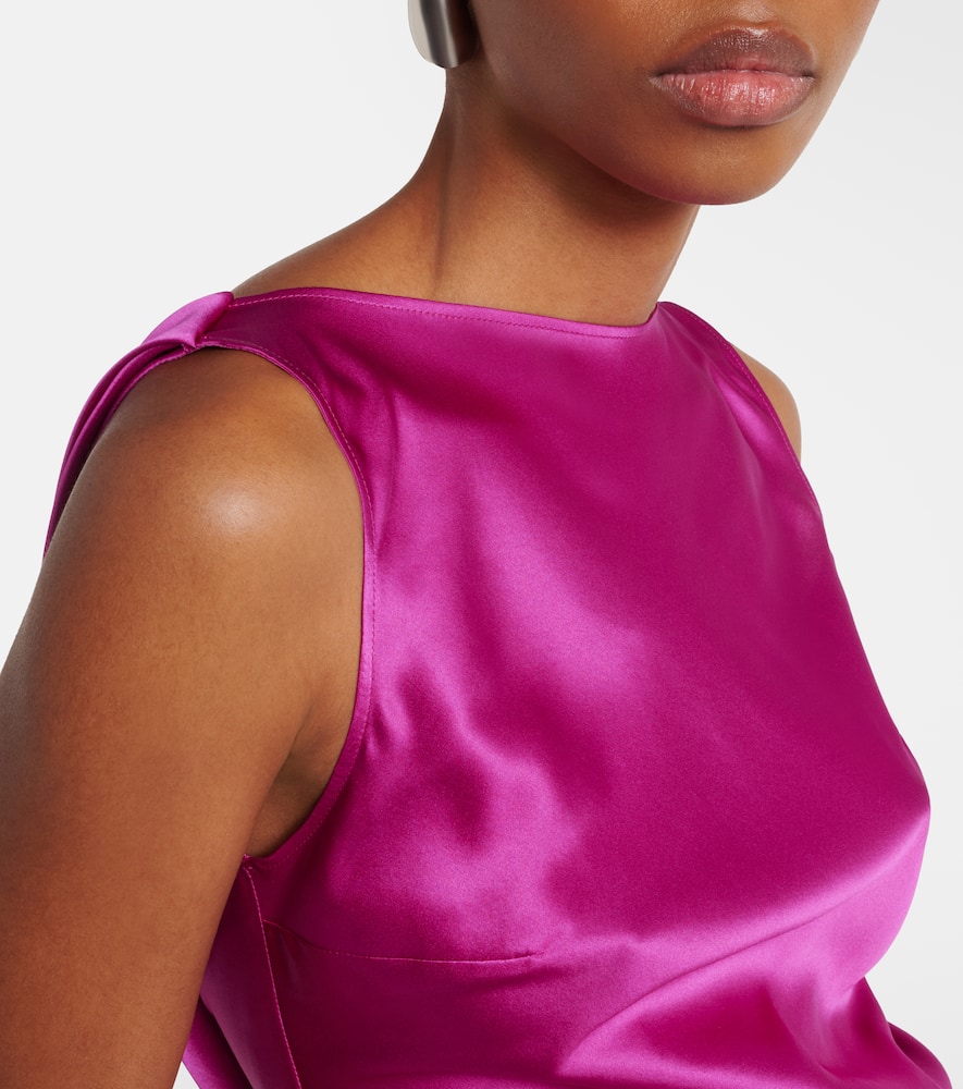 Open-back silk-blend satin top