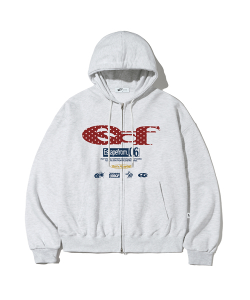 Pattern ESCF Logo Collage Print Two-Way Hoodie Zip-Up