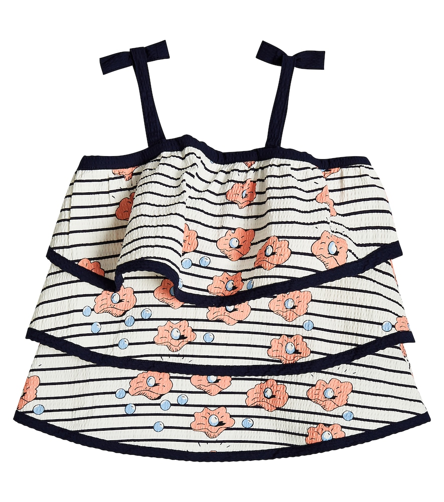 Striped cotton tiered top