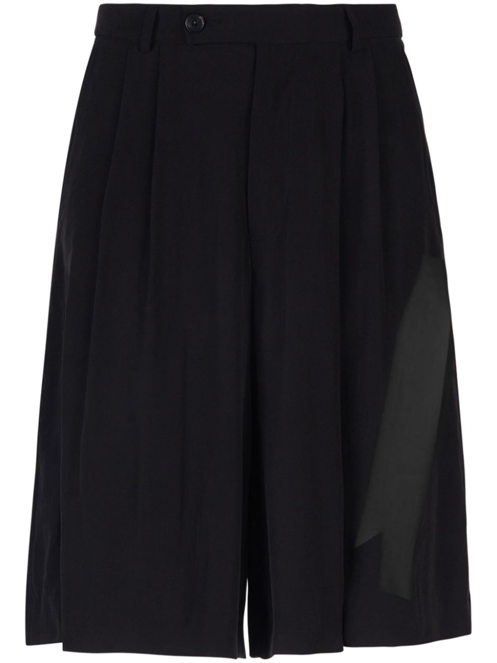 Framis-tape pleated bermuda shorts - Black
