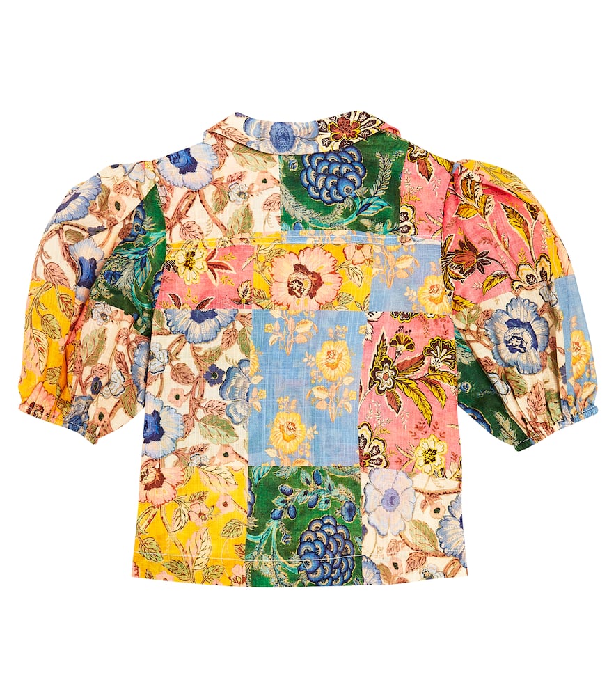 Zimmermann Kids Junie patchwork puff-sleeve shirt