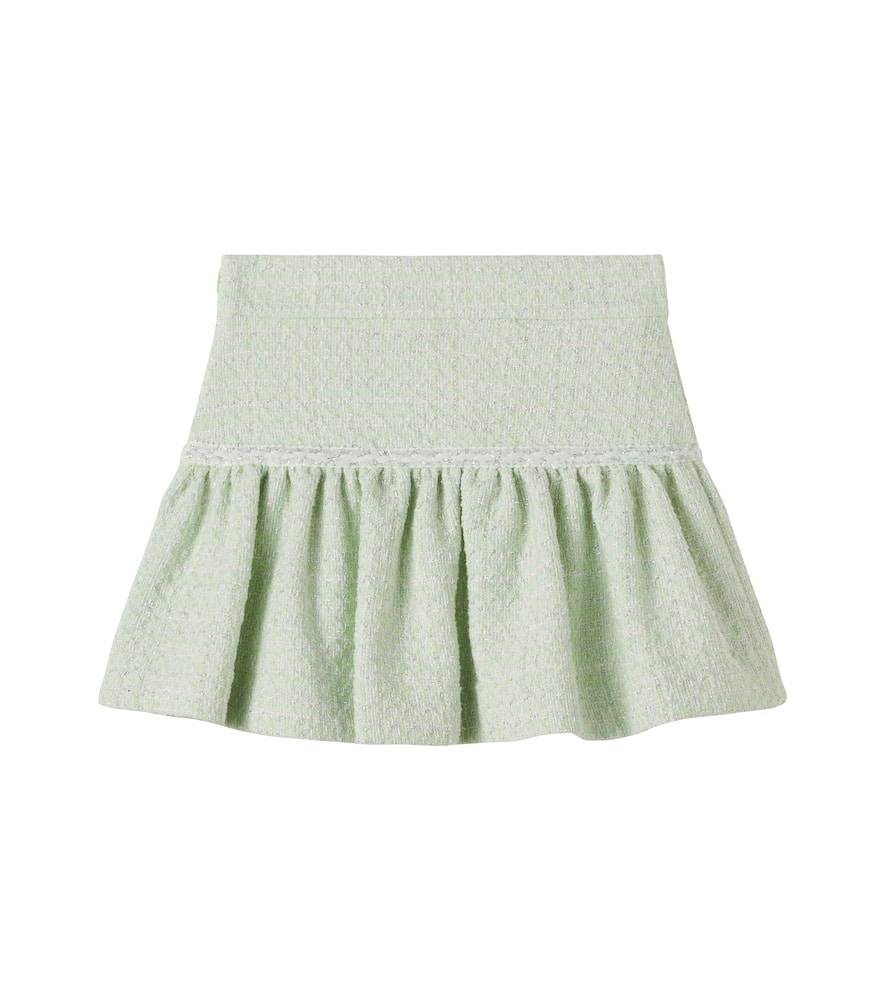 Cotton-blend lamé tweed skirt