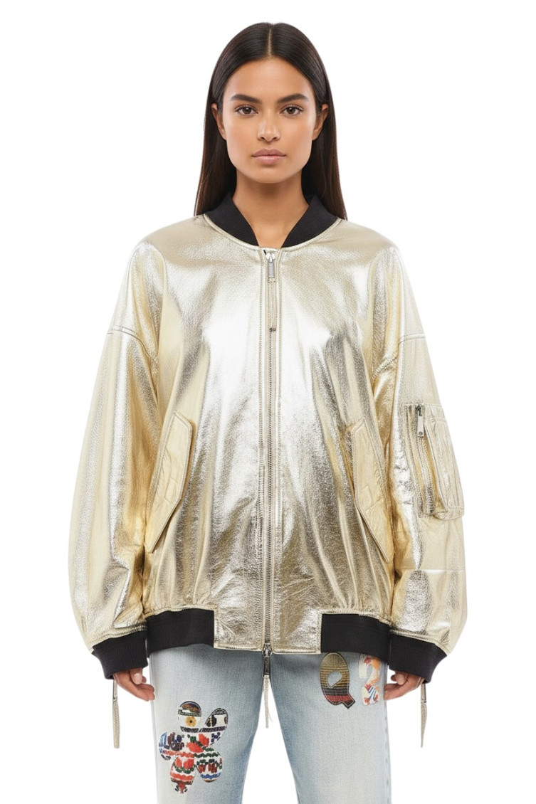 Gold Metallic Oversized Jacket
