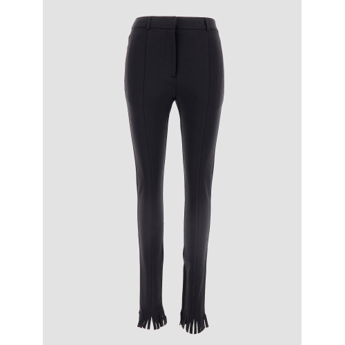 High-waisted fringed-edge leggings - Black
