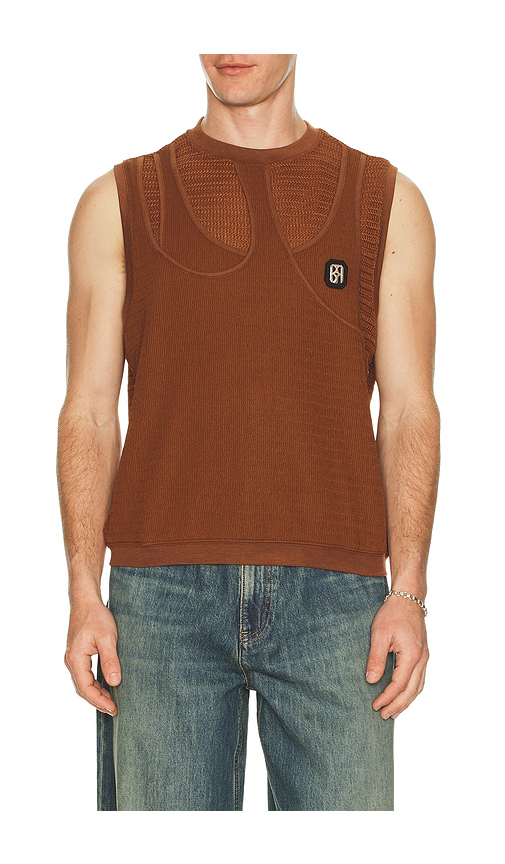 Birth Of Royal Child Fluid Layered Knit Tank in Brown. - S also in M, L, XL/1X
