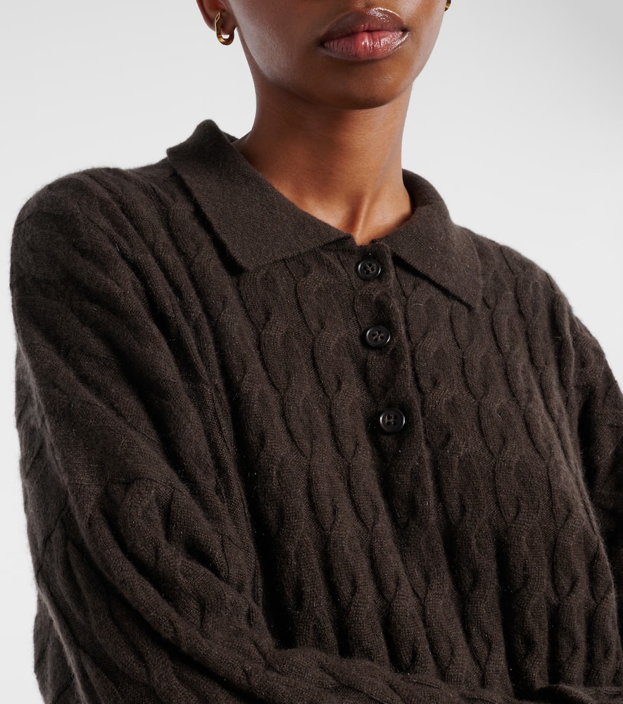 Cable-knit cashmere polo sweater