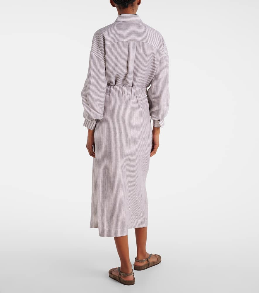 Striped linen wrap skirt