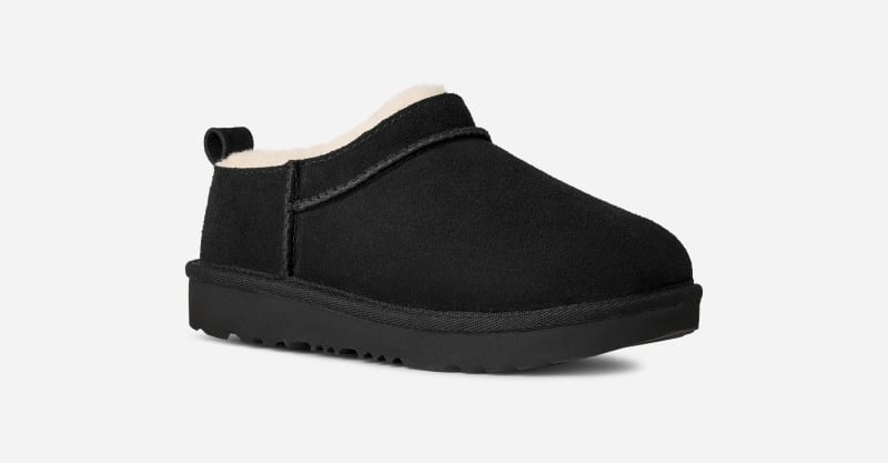 UGG® Classic Micro for Kids in Black, 3, Suede/Polyester/Wool