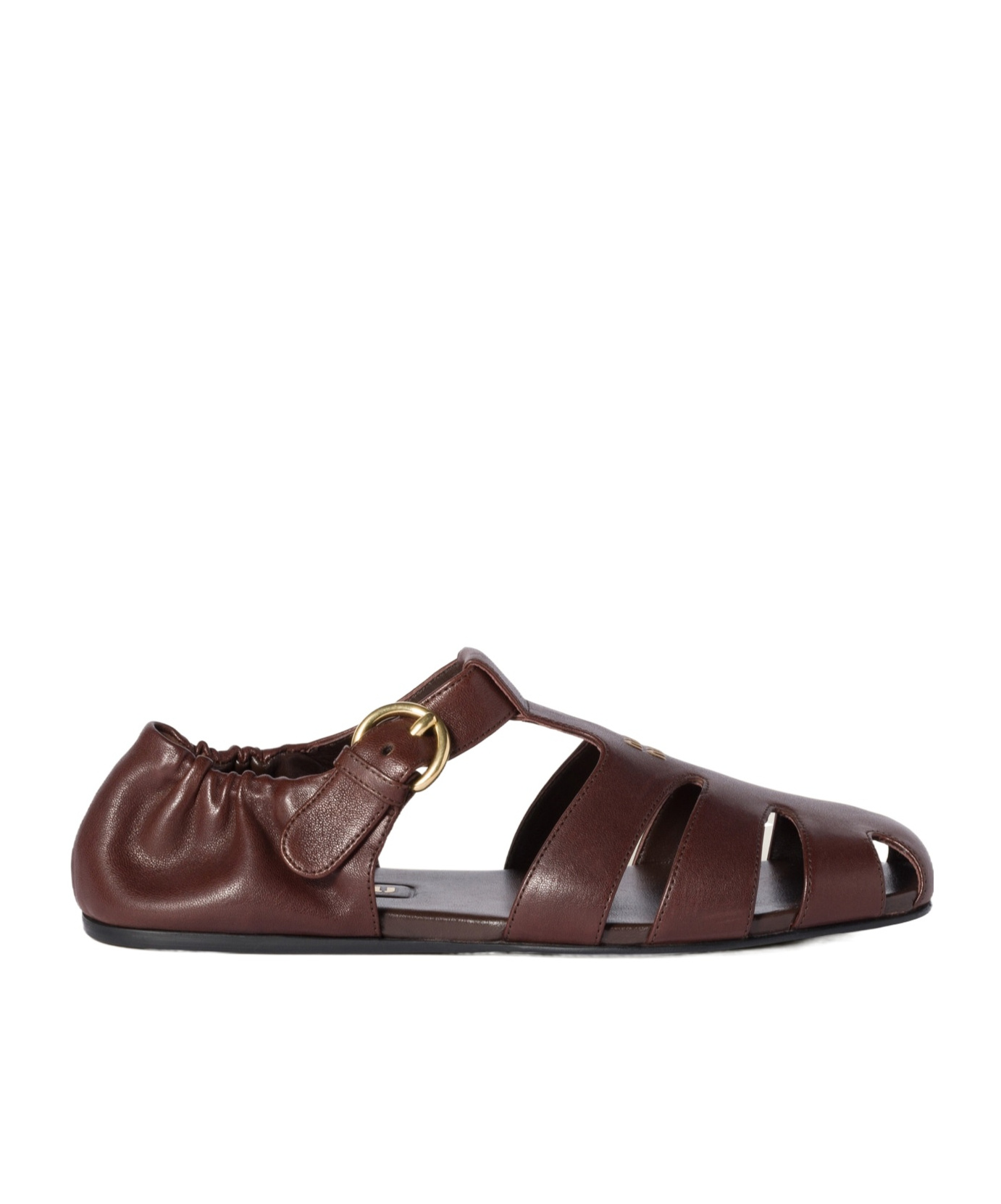 Ruches nappa leather fisherman sandals
