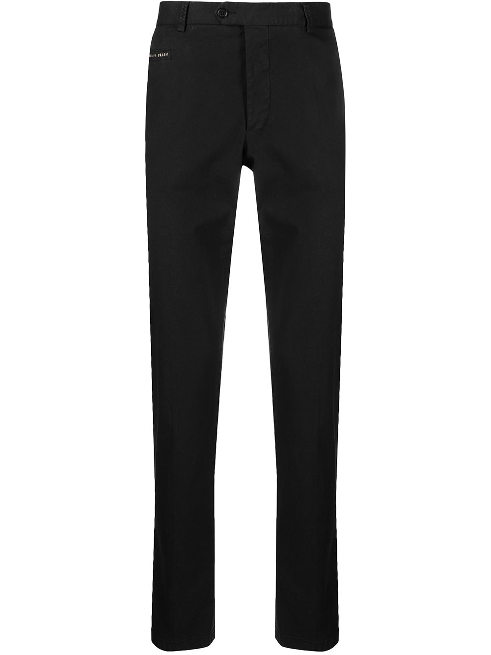 Logo-plaque straight leg chinos - Black