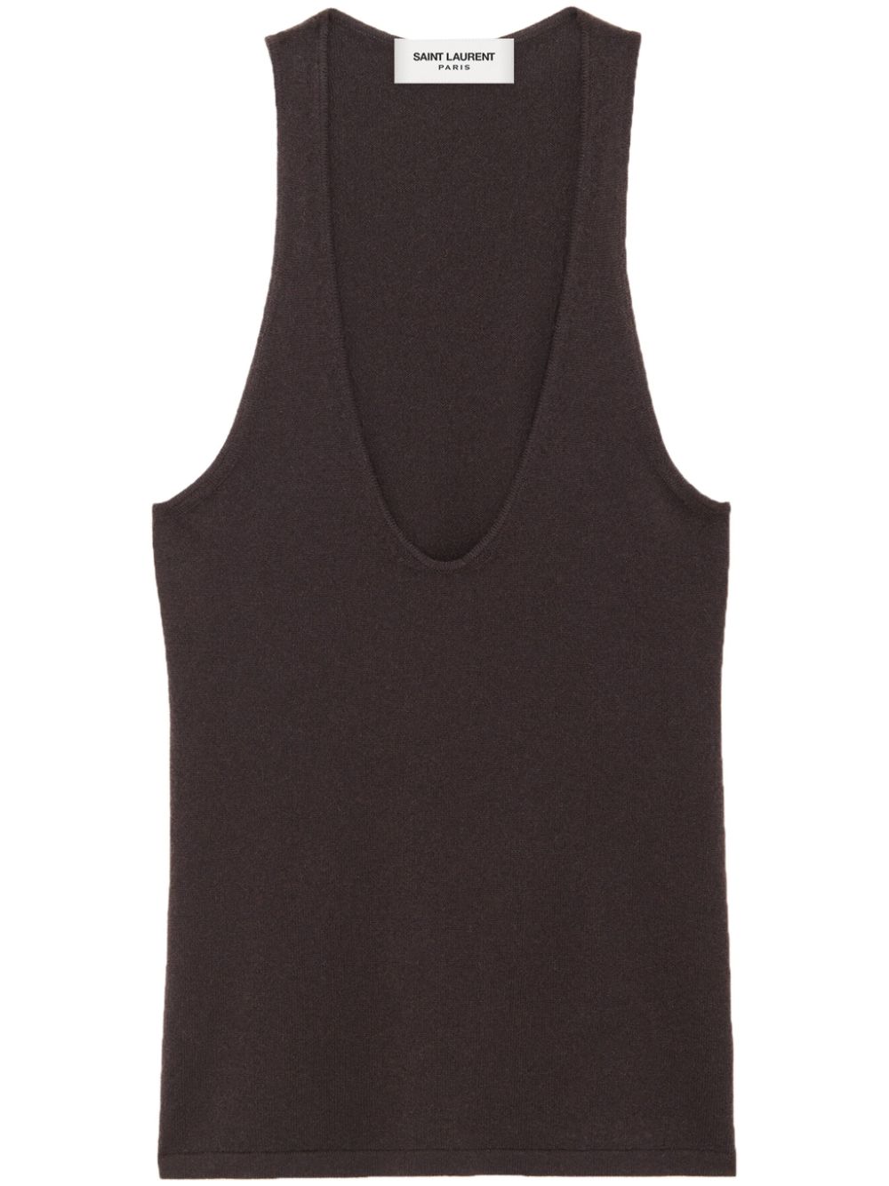 Plunging U-neck cashmere tank top - Brown