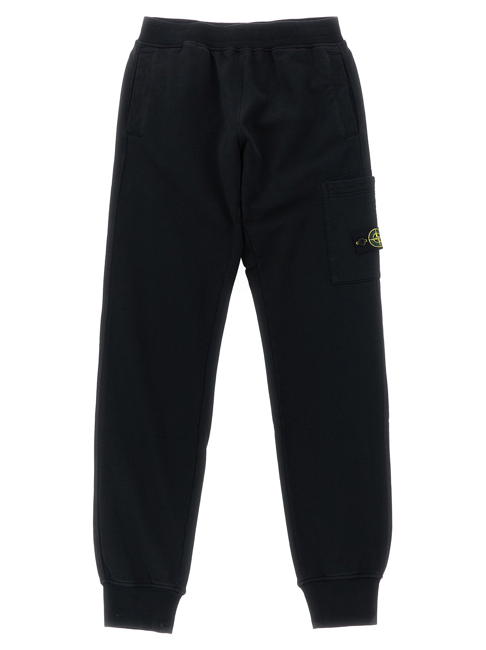 Logo-Badge Brushed Cotton Cargo Joggers — Black