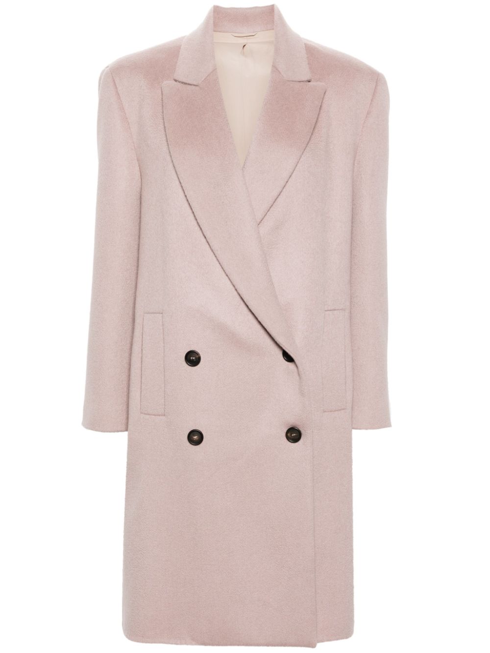 Double-breasted cashmere coat - Pink