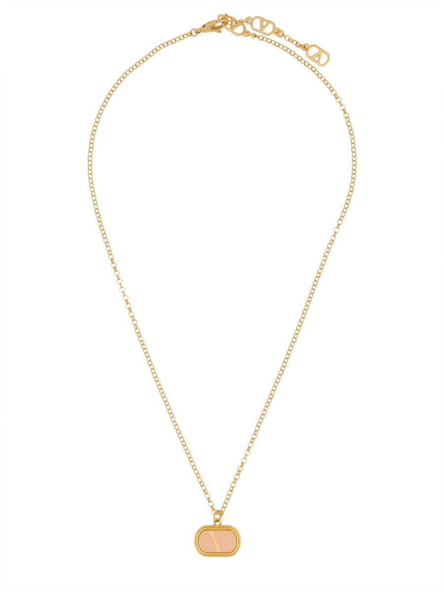 BRASS and ENAMEL "OVALETTE" NECKLACE