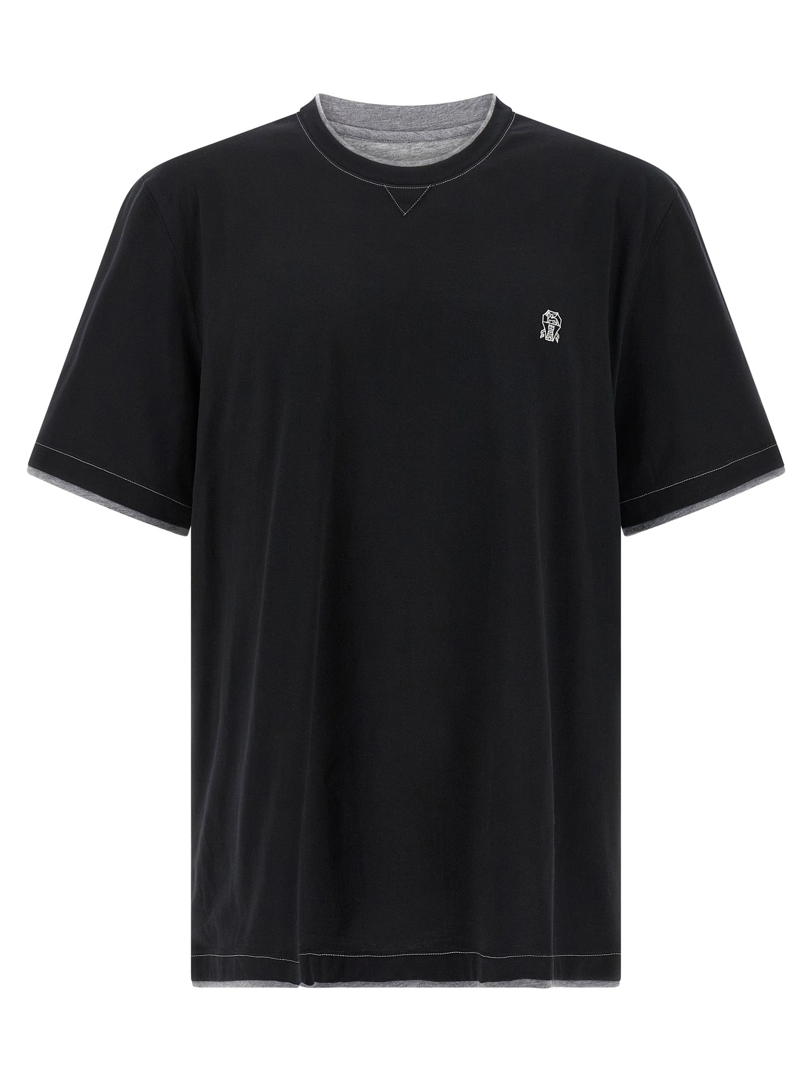 Cotton Jersey with Contrast Details T-Shirt — Black
