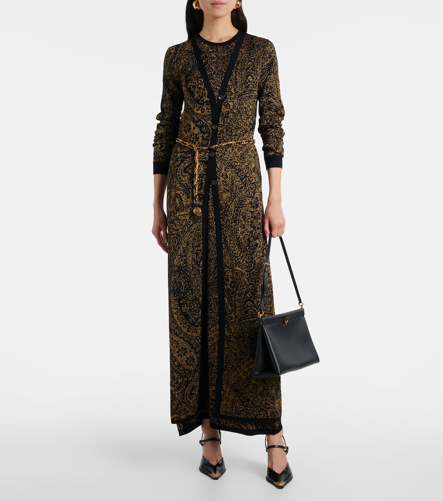 Wool-blend jacquard midi dress