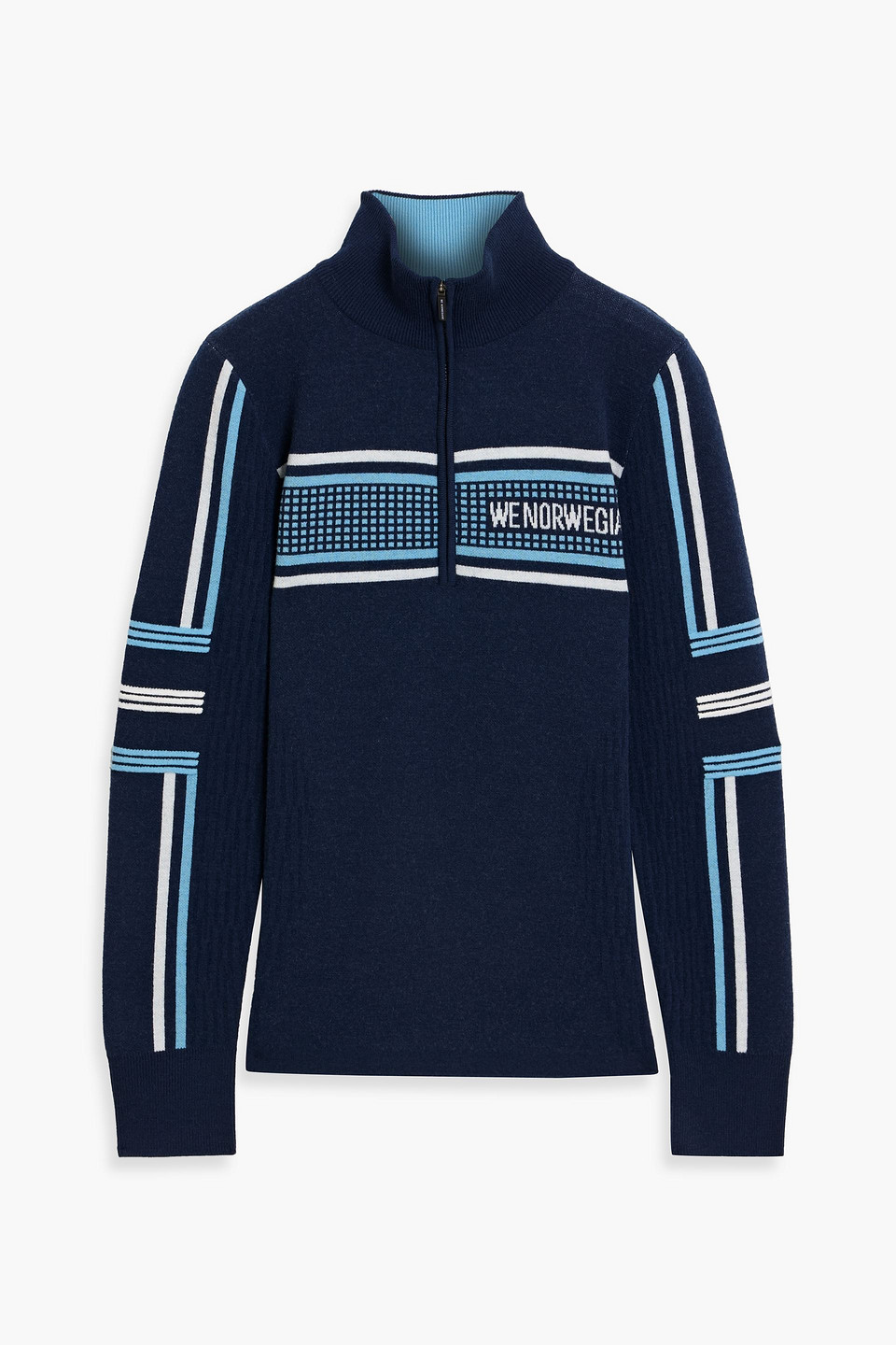 Stryn jacquard-knit merino wool-blend half-zip sweater - Blue - S