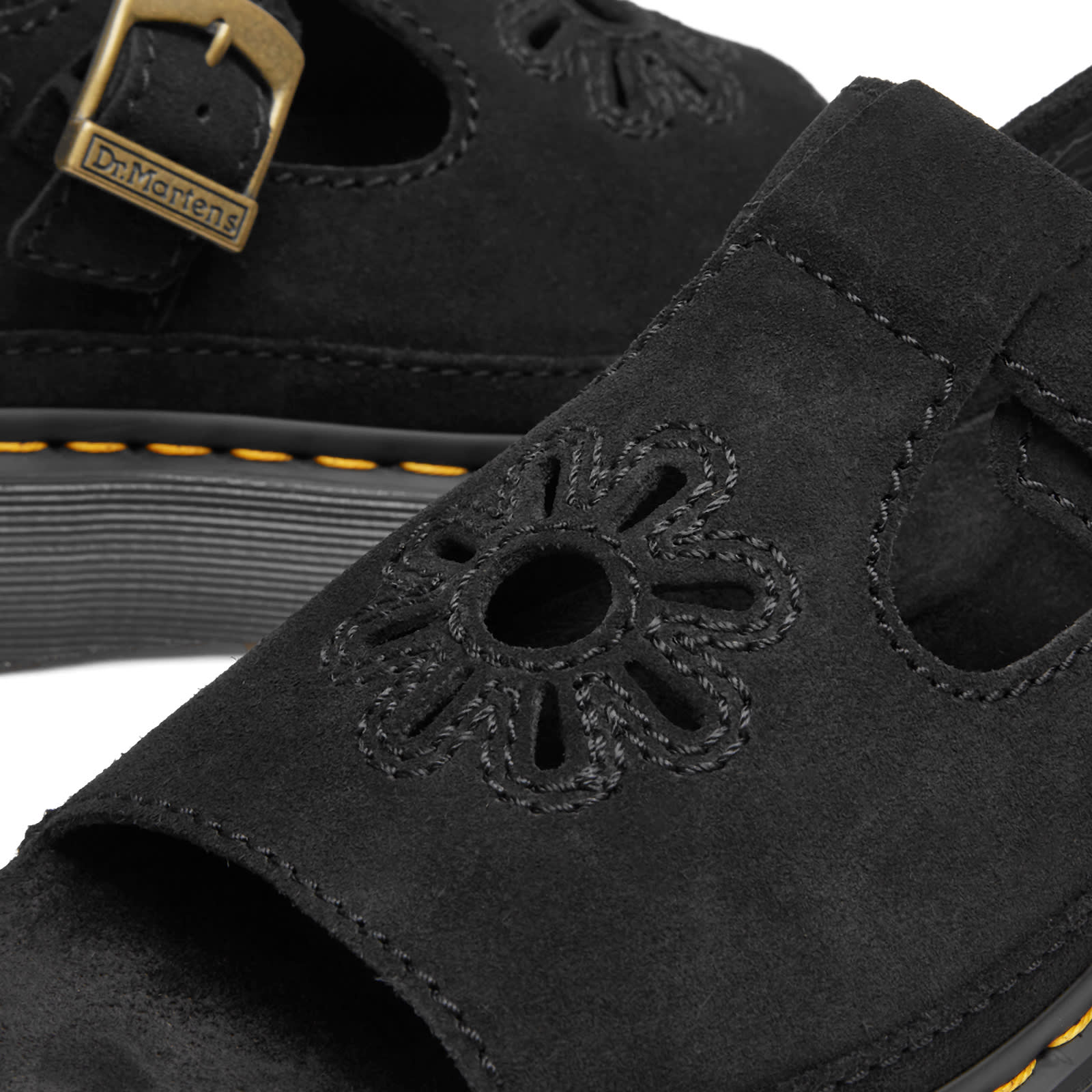 Dr. Martens Women's Dunnet Flower Suede Sandal in Black