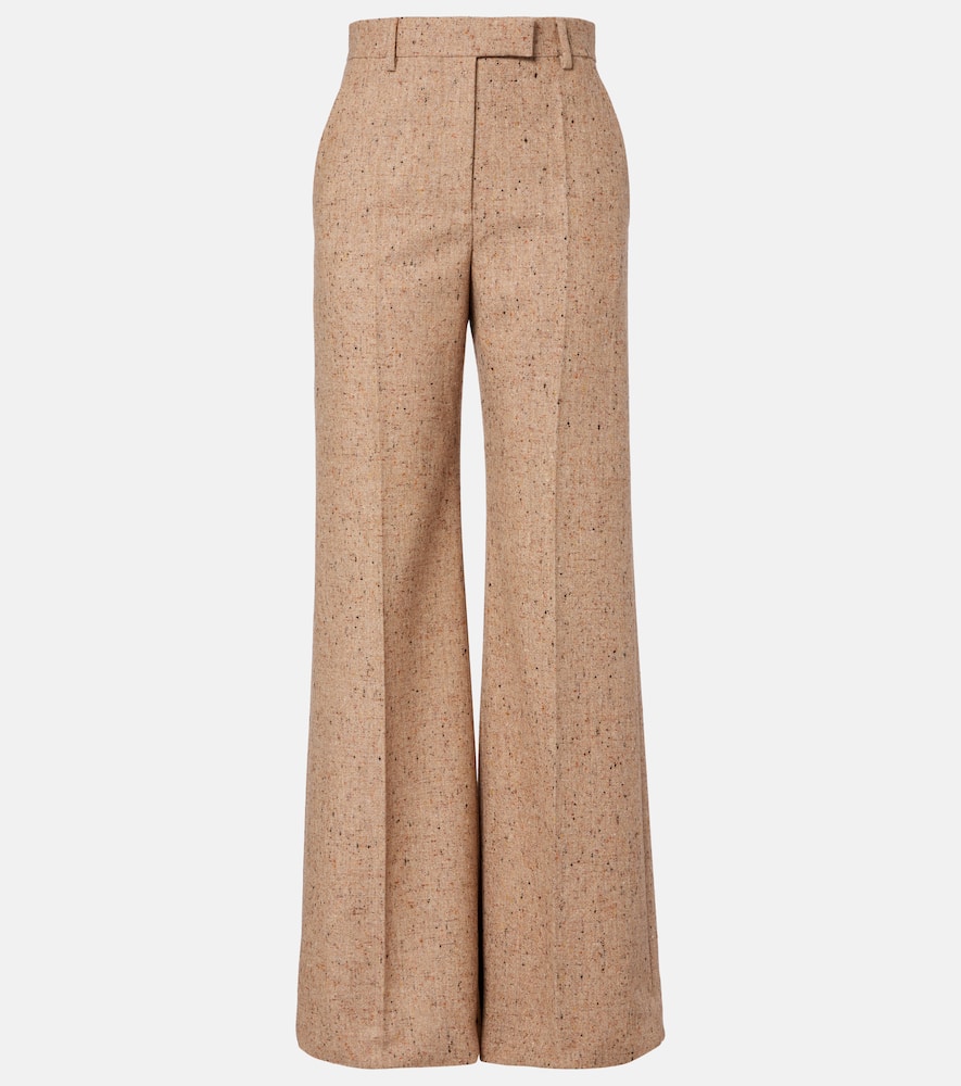 High-rise virgin wool wide-leg pants