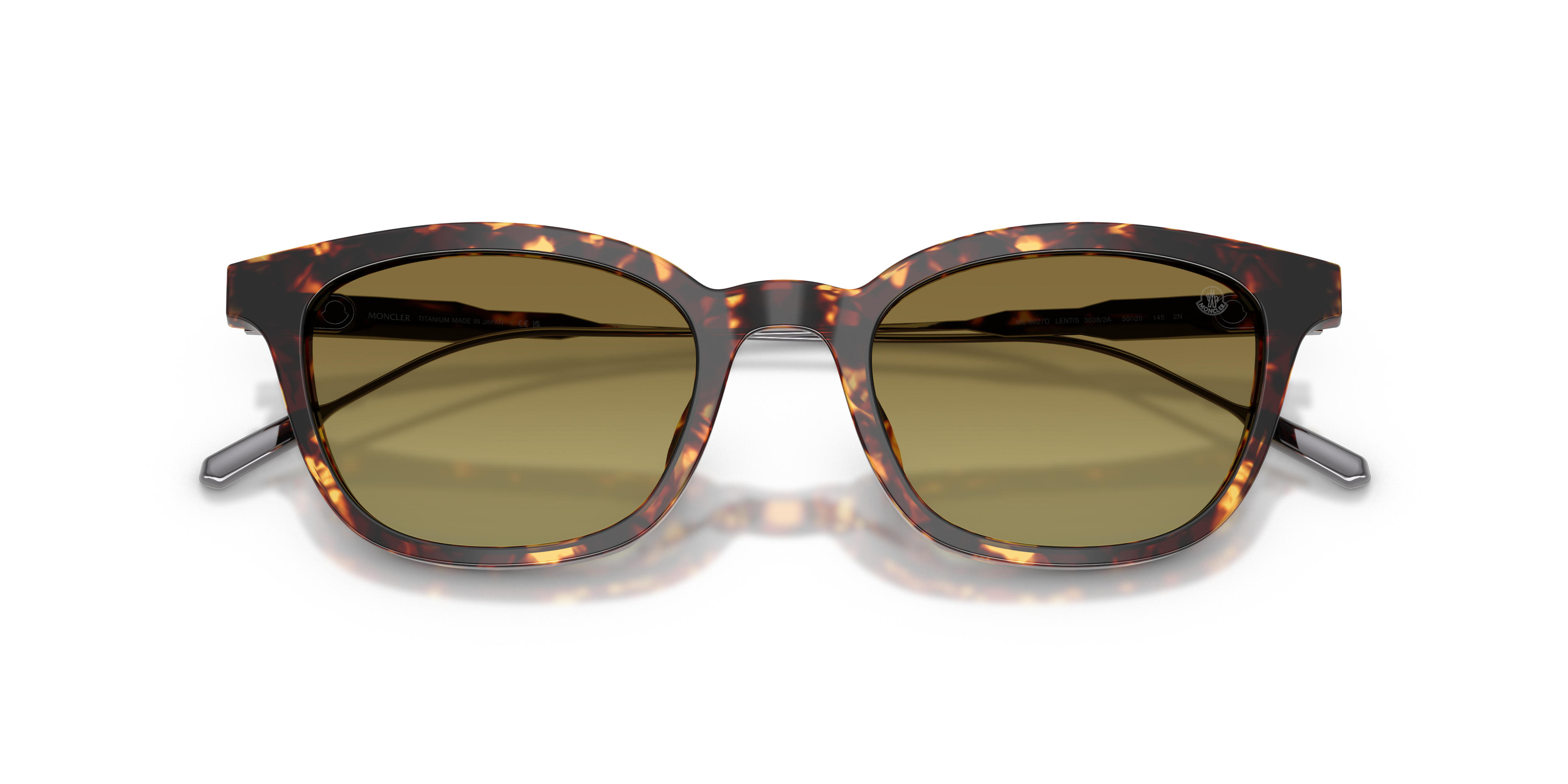 Moncler Unisex Moncler ME6027D LENTIS 30382A Gafas de sol Acetato Marrón Verde Pantos Normal Matizado