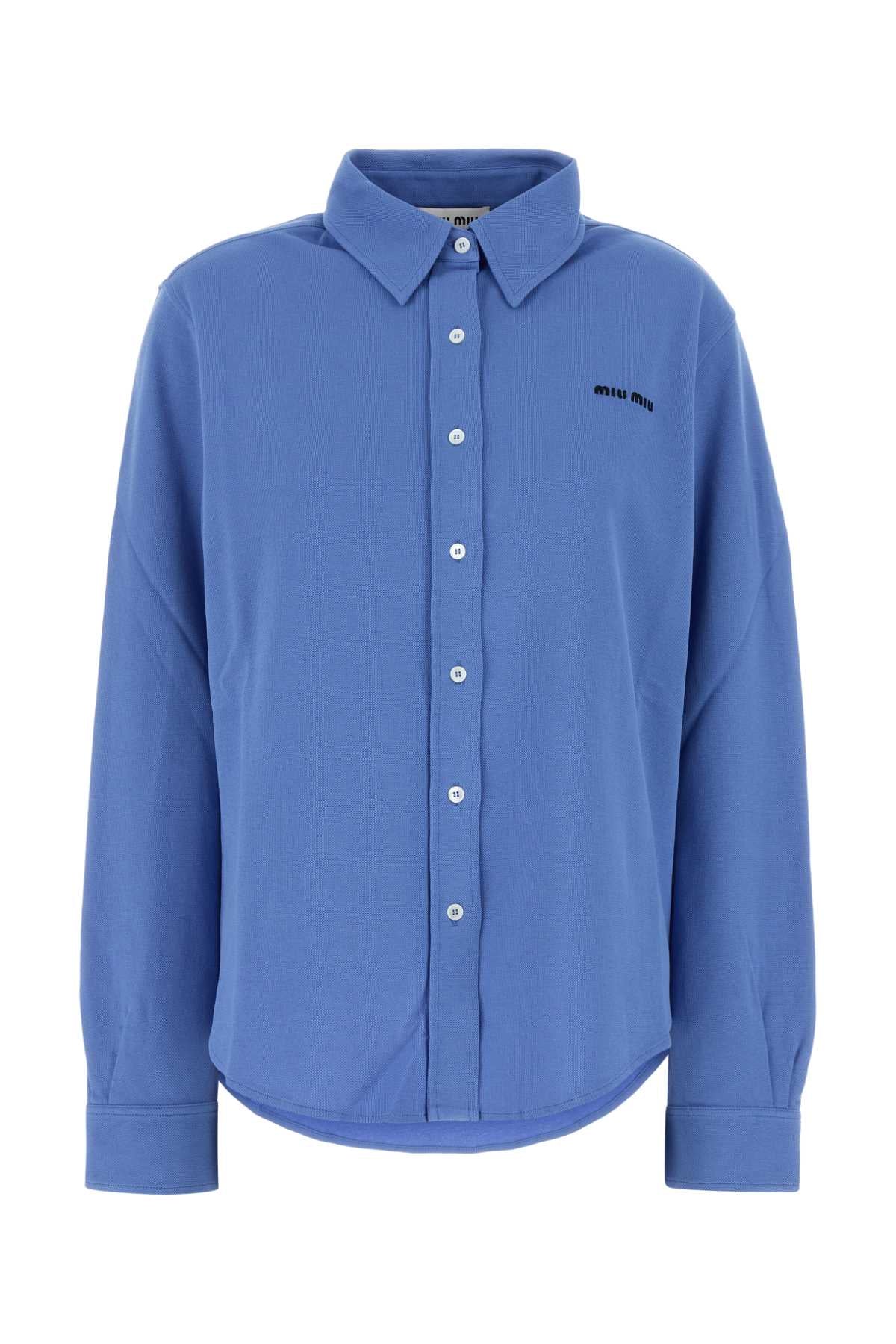 Piquet Cotton Shirt — Blue