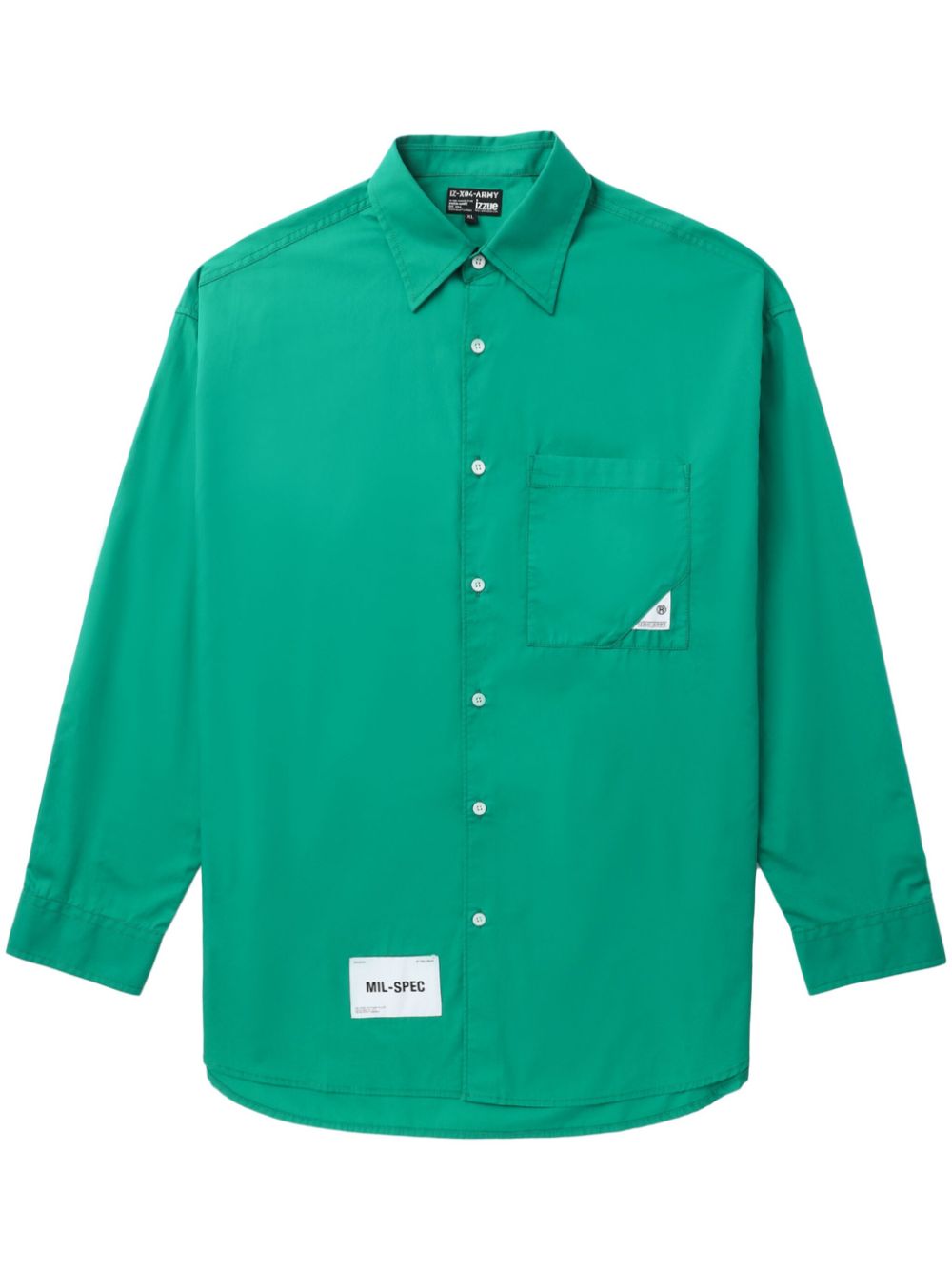 Logo-appliqué cotton shirt - Green