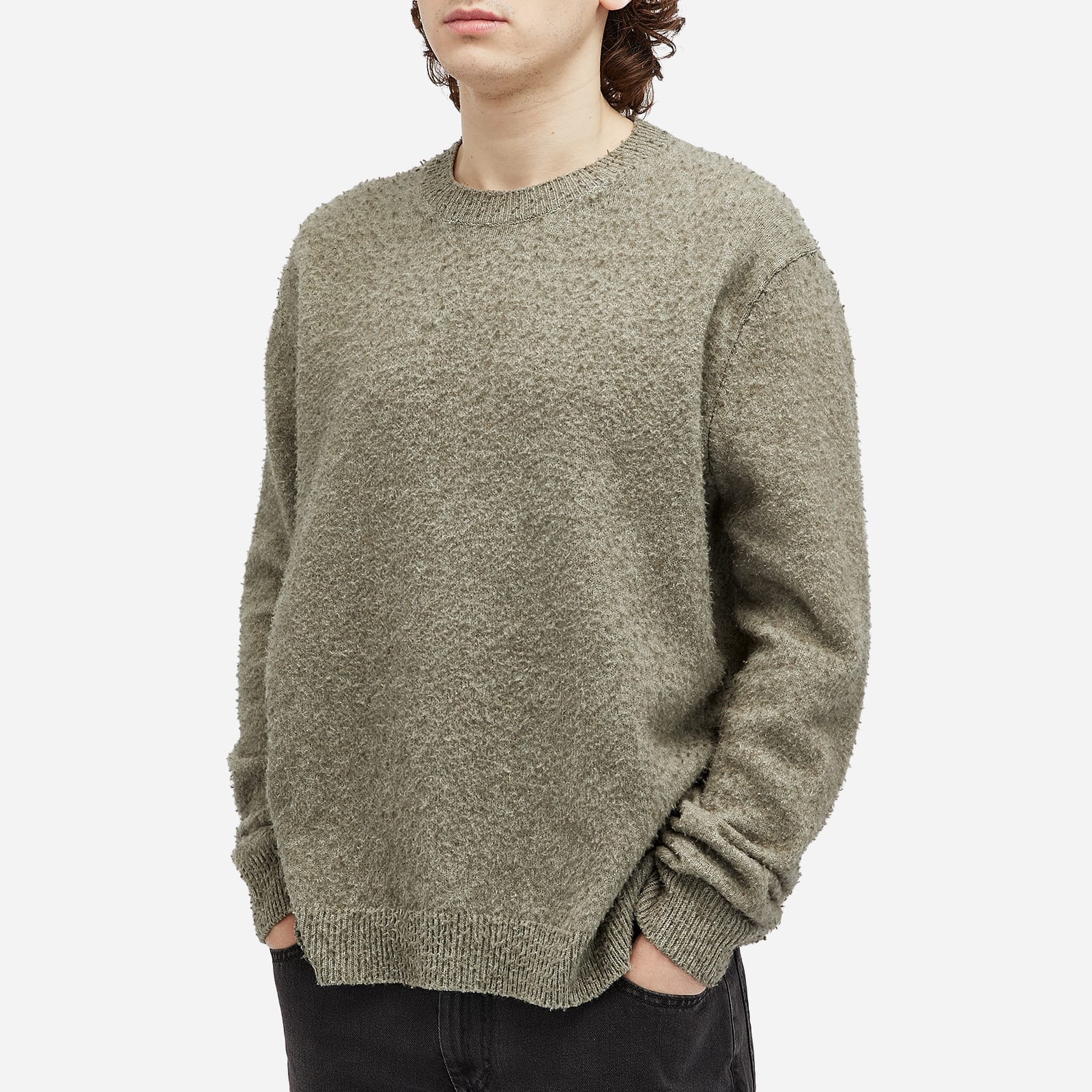 Men's Wool Cotton Crewneck Knit in Sage Green