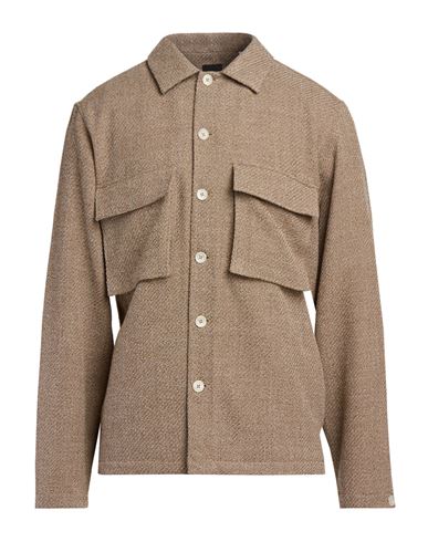 Man Shirt Camel Size M Virgin Wool, Polyamide