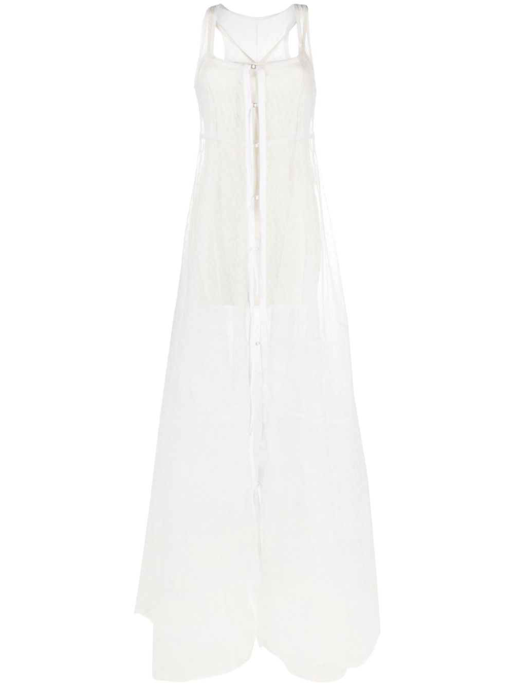 La robe Dentelle sheer panelled gown - White