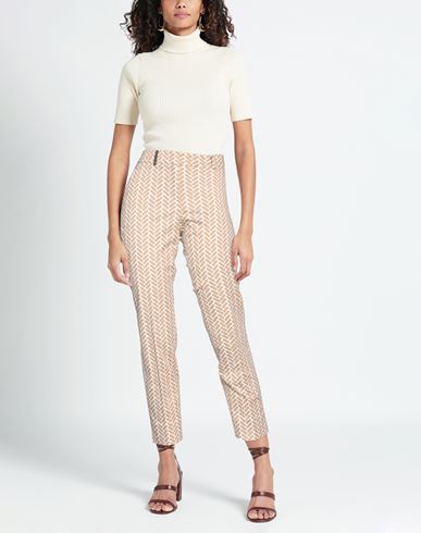 Woman Pants Beige Size 2 Cotton, Elastane