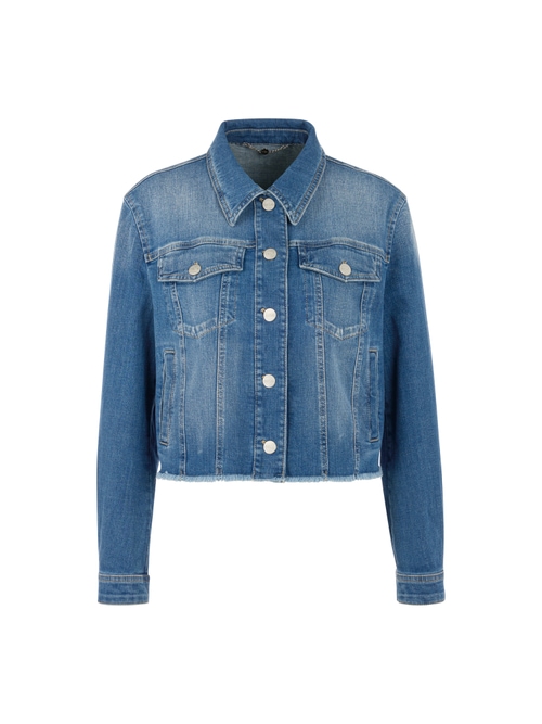 Marc Cain Short denim jacket in stretch cotton, blue, 18 N