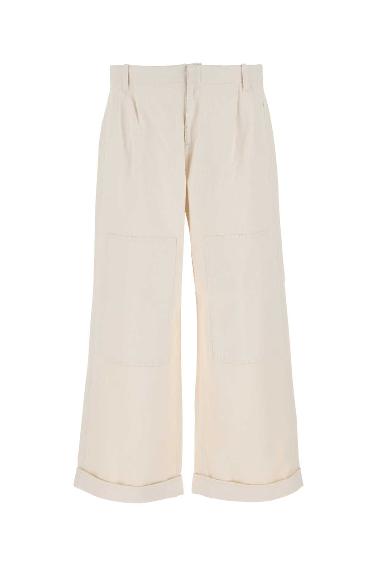 Stretch Cotton Wide-Leg Trousers — White