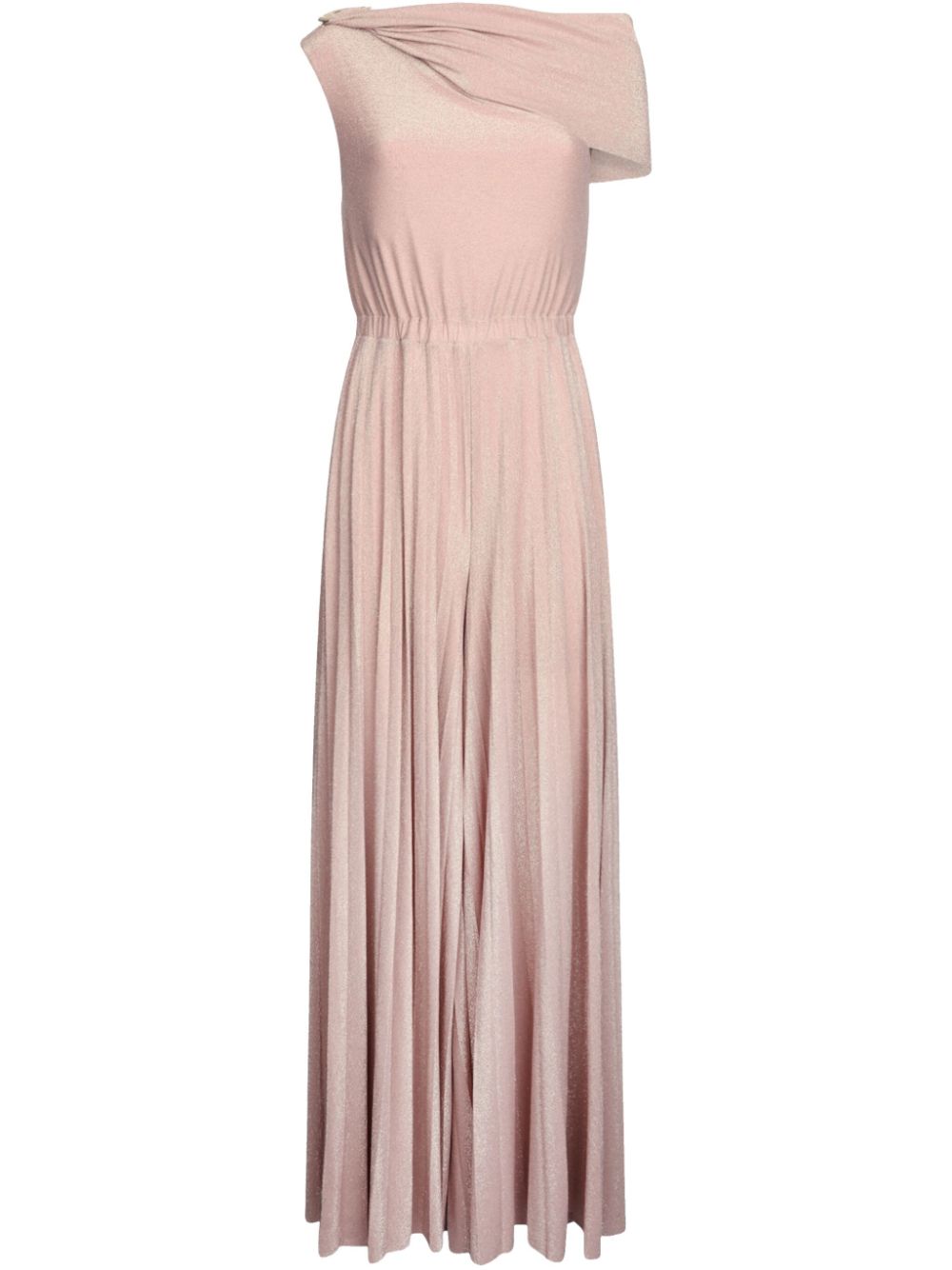 Powder pink one-shoulder jumpsuit
